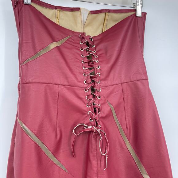 Di Petsa | NWT Healing Of A Broken Heart Mini Dress in Red Faux Leather L - Picture 11 of 12